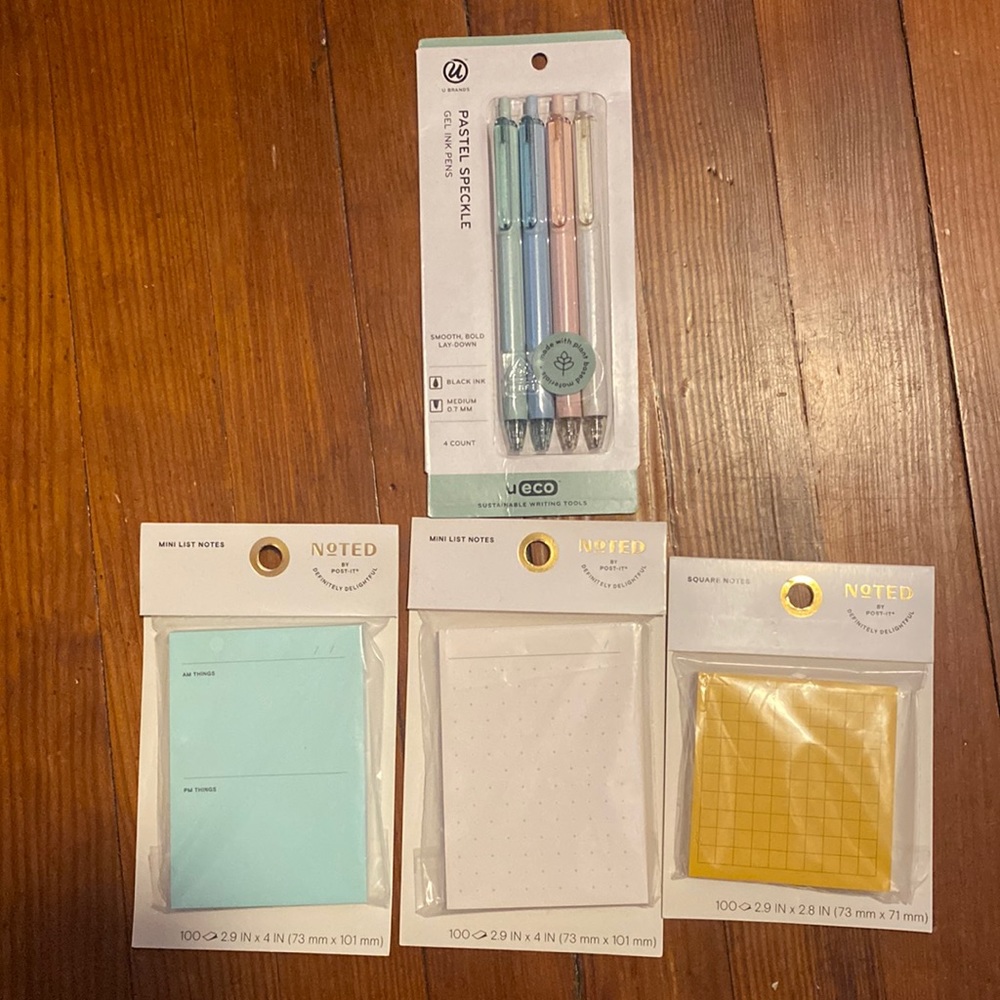 NWT- Post-It Notes & U BRANDS Gel Pens